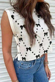 Bow Round Neck Sweater Vest - Trendsi - Flyclothing LLC