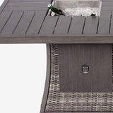 Gray Wicker Outdoor Gas Fire Pit Table with Ice Bucket - Homeroots - Flyclothing LLC
