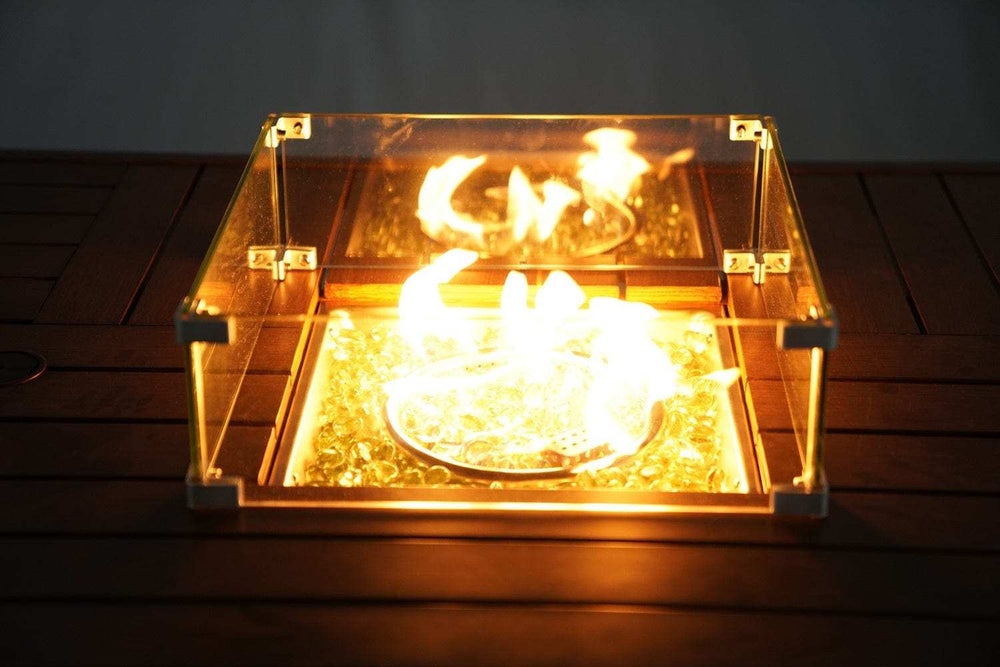 Gray Wicker Outdoor Gas Fire Pit Table with Ice Bucket - Homeroots - Flyclothing LLC