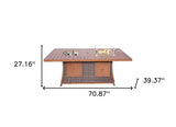 Brown Wicker Outdoor Gas Fire Pit Table with Ice Bucket - Homeroots - Flyclothing LLC
