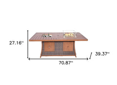 Brown Wicker Outdoor Gas Fire Pit Table with Ice Bucket - Homeroots