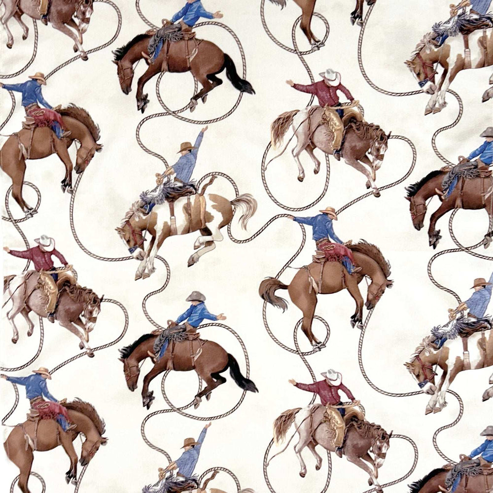 Rockmount Ranch Ware Broncs and Rope Western Cotton Bandana in Ivory - Rockmount Clothing - Flyclothing LLC