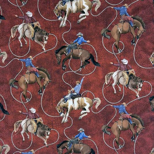 Rockmount Ranch Ware Broncs and Rope Western Cotton Bandana in Red - Rockmount Clothing - Flyclothing LLC