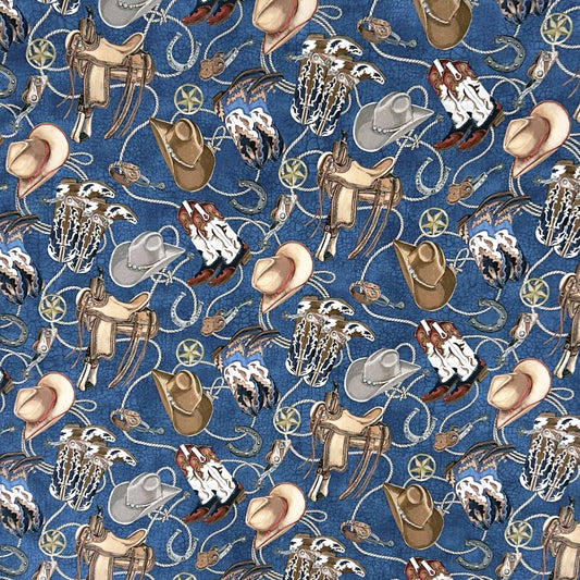 Rockmount Ranch Ware Boots, Hats & Saddles Western Cotton Bandana in Blue - Rockmount Clothing - Flyclothing LLC