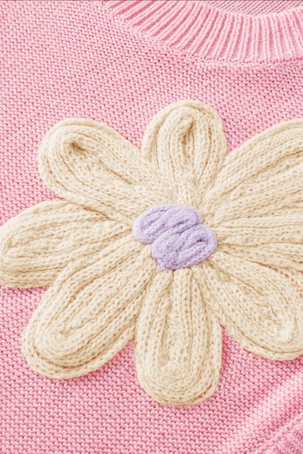 Crochet Flower Round Neck Sweater Vest - Trendsi - Flyclothing LLC