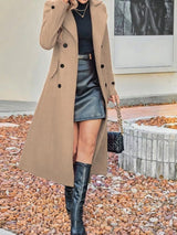 Full Size Double-Breasted Longline Trench Coat Plus Size - Trendsi - Flyclothing LLC