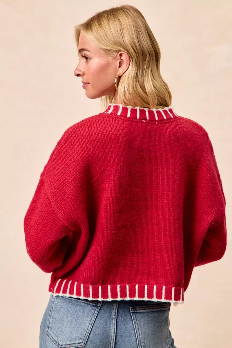 BiBi Christmas Theme Sequin Lattering Sweater - Trendsi - Flyclothing LLC