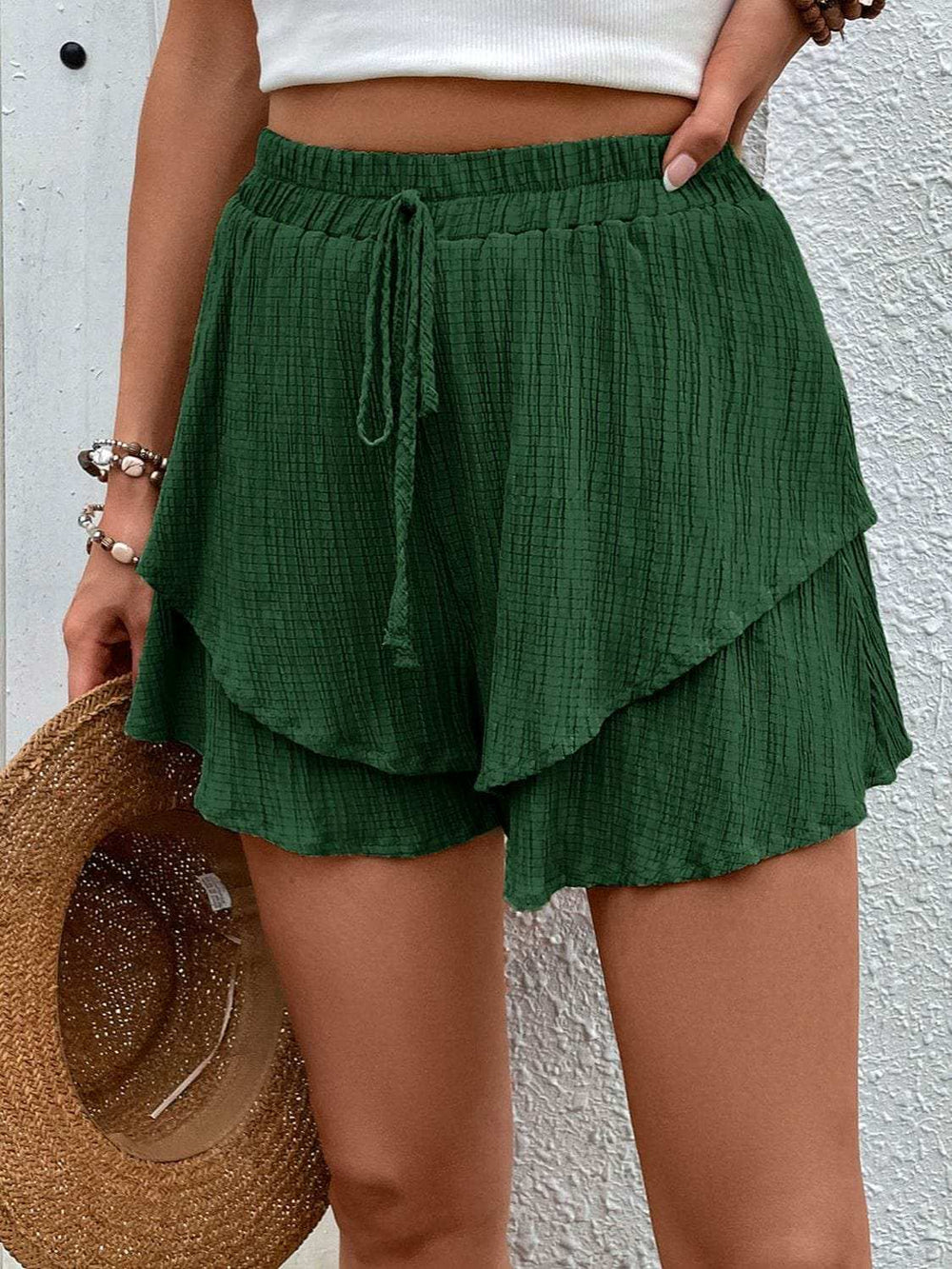 Tied Layered High Waist Shorts - Trendsi - Flyclothing LLC
