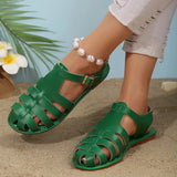 Round Toe Flats Sandals - Trendsi