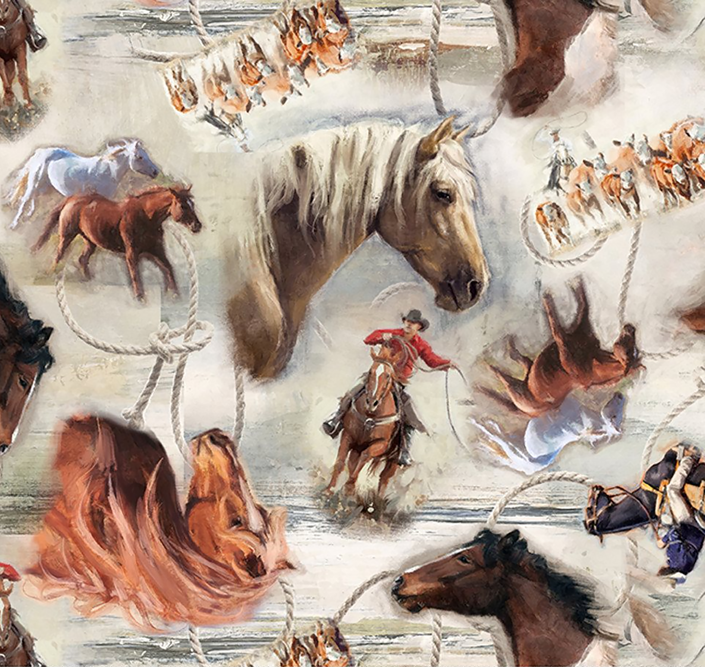 Rockmount Ranch Wear Riders & Horses Western Cotton Bandana in Brown & White - Rockmount Clothing - Flyclothing LLC