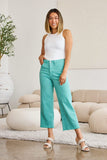 RFM Crop Chloe Full Size Tummy Control High Waist Raw Hem Jeans - Trendsi