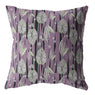 16” Lavender Black Fall Leaves Indoor Outdoor Throw Pillow