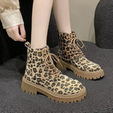 Animal Print Lace-Up Ankle Boots - Trendsi - Flyclothing LLC