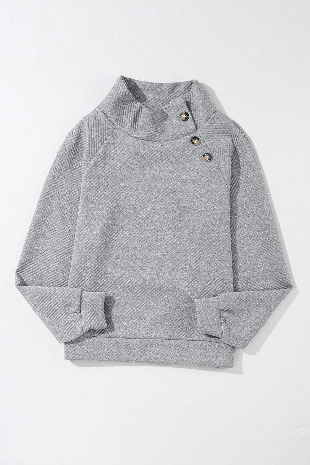 Textured Turtleneck Long Sleeve Sweatshirt - Trendsi - Flyclothing LLC