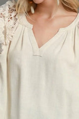 Umgee Full Size French Terry Boxy Cut Top with 3D Floral Sleeve Plus Size - Trendsi - Flyclothing LLC