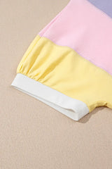 Color Block Patchwork Half Sleeve Oversized T Shirt - Trendsi - Flyclothing LLC
