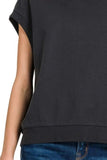 Zenana French Terry Round Neck Cap Sleeve T-Shirt - Trendsi - Flyclothing LLC