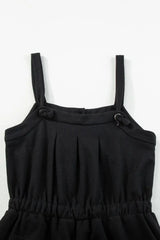 Knotted Straps Button Textured Drawstring Jumpsuit - Trendsi - Flyclothing LLC