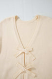Bowknot Front V Neck Long Sleeve Cardigan - Trendsi - Flyclothing LLC