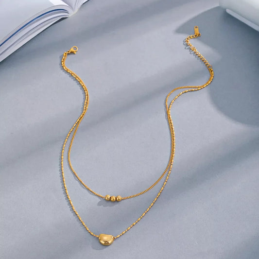 18K Gold-Plated Double Layered Necklace - Trendsi - Flyclothing LLC