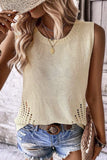 Openwork Round Neck Knit Vest - Trendsi - Flyclothing LLC