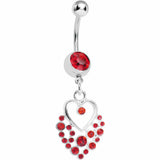 Dazzling Red Embellished Heart Dangle Belly Ring