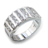 413602 - Rhodium Brass Ring with AAA Grade CZ  in Clear - Alamode