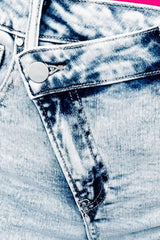 Raw Hem Buttoned Denim Shorts with Pockets - Trendsi - Flyclothing LLC