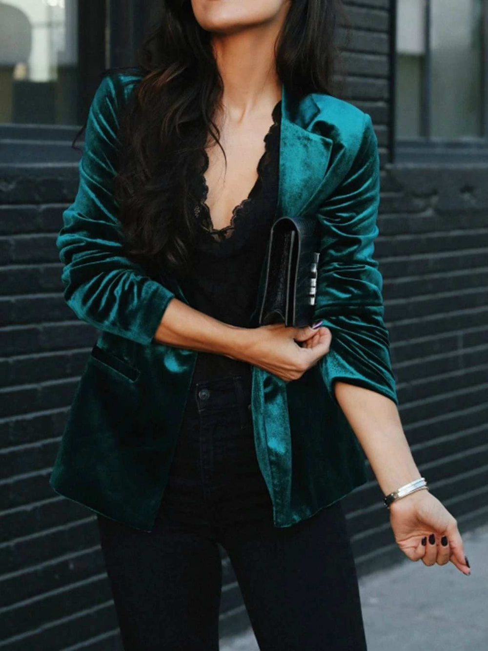 Button Up Lapel Collar Blazer - Trendsi - Flyclothing LLC