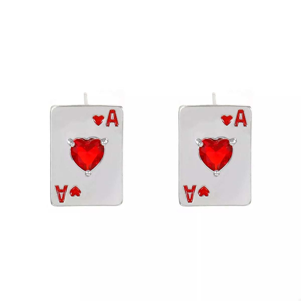 Poker Card Ace of Hearts Stud Earrings - Trendsi - Flyclothing LLC