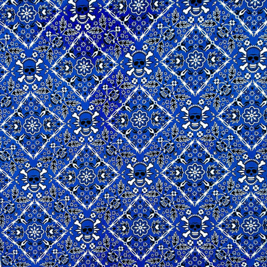 Rockmount Ranch Ware Skulls Western Cotton Bandana in Blue - Rockmount Clothing - Flyclothing LLC