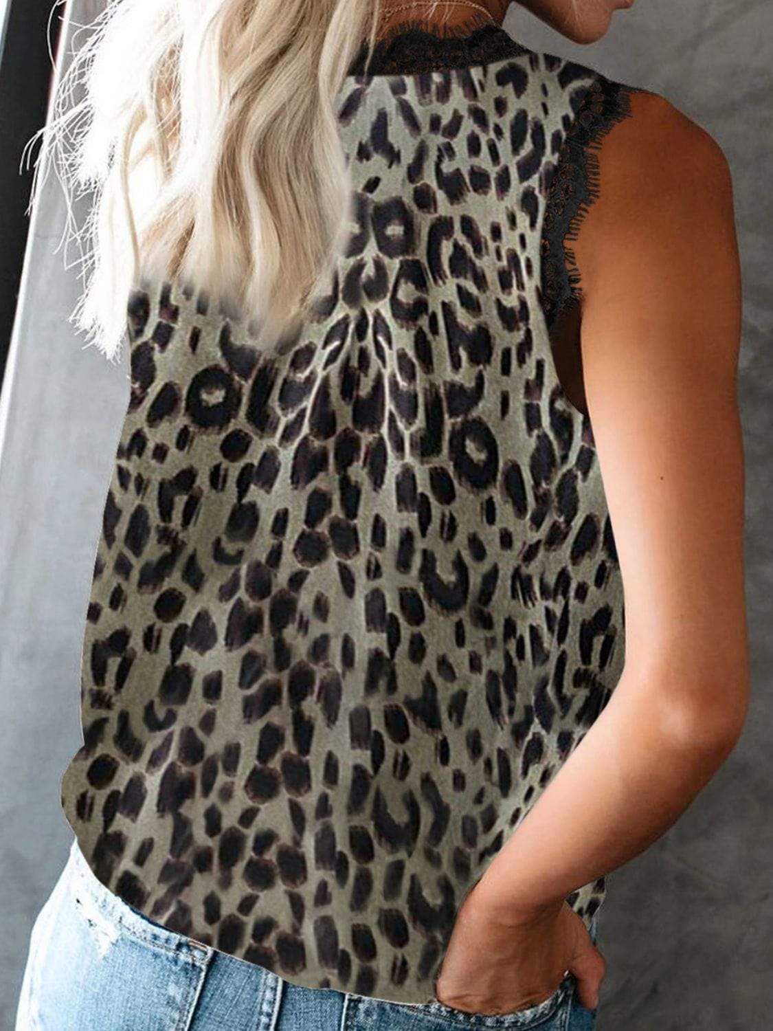 Lace Detail V-Neck Tank - Trendsi - Flyclothing LLC