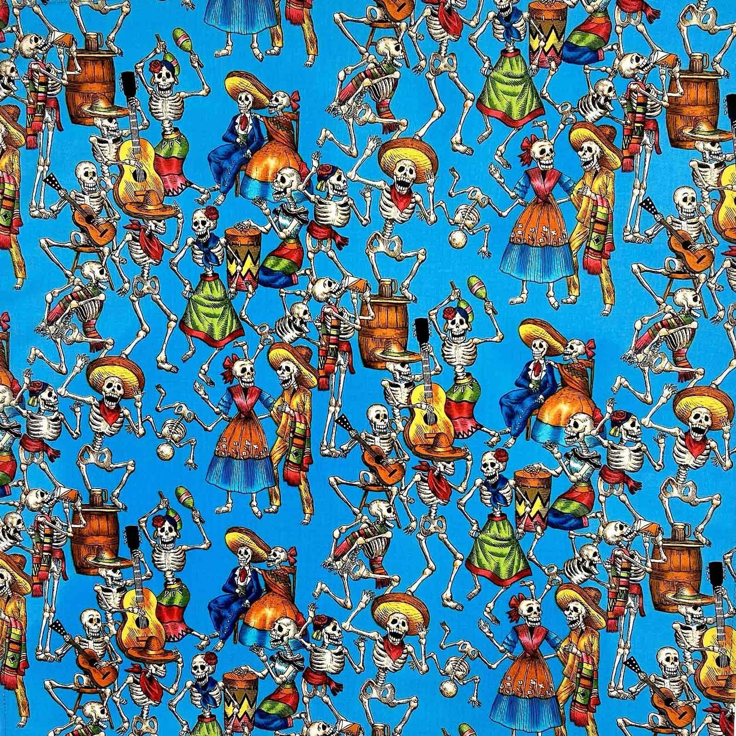 Rockmount Ranch Ware Day of the Dead Western Cotton Bandana in Turquoise - Rockmount Clothing - Flyclothing LLC