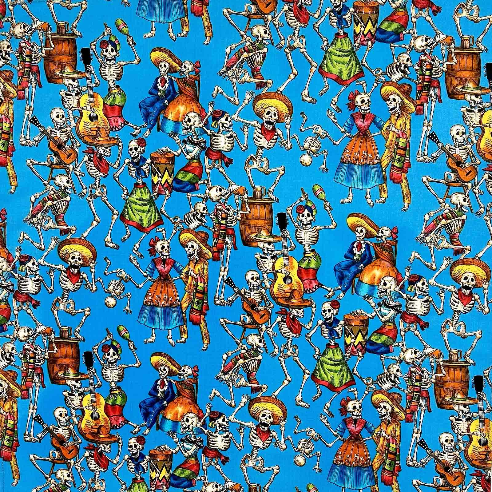 Rockmount Ranch Ware Day of the Dead Western Cotton Bandana in Turquoise - Rockmount Clothing - Flyclothing LLC