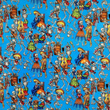 Rockmount Ranch Ware Day of the Dead Western Cotton Bandana in Turquoise - Rockmount Clothing - Flyclothing LLC