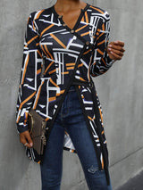 Geometric Surplice Long Sleeve T-Shirt - Trendsi - Flyclothing LLC