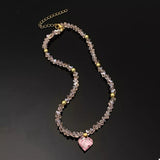 Pearl & Heart Pendant Necklace - Trendsi - Flyclothing LLC