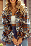 Plaid Collared Neck Jacket with Chest Pockets - Trendsi