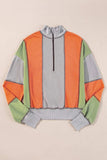 Full Size Exposed Seam Color Block Long Sleeve Sweatshirt - Trendsi - Flyclothing LLC