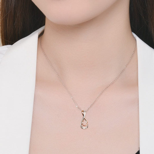 925 Sterling Silver Inlaid Moissanite Infinity Pendant Necklace - Trendsi