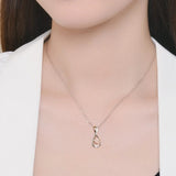 925 Sterling Silver Inlaid Moissanite Infinity Pendant Necklace - Trendsi