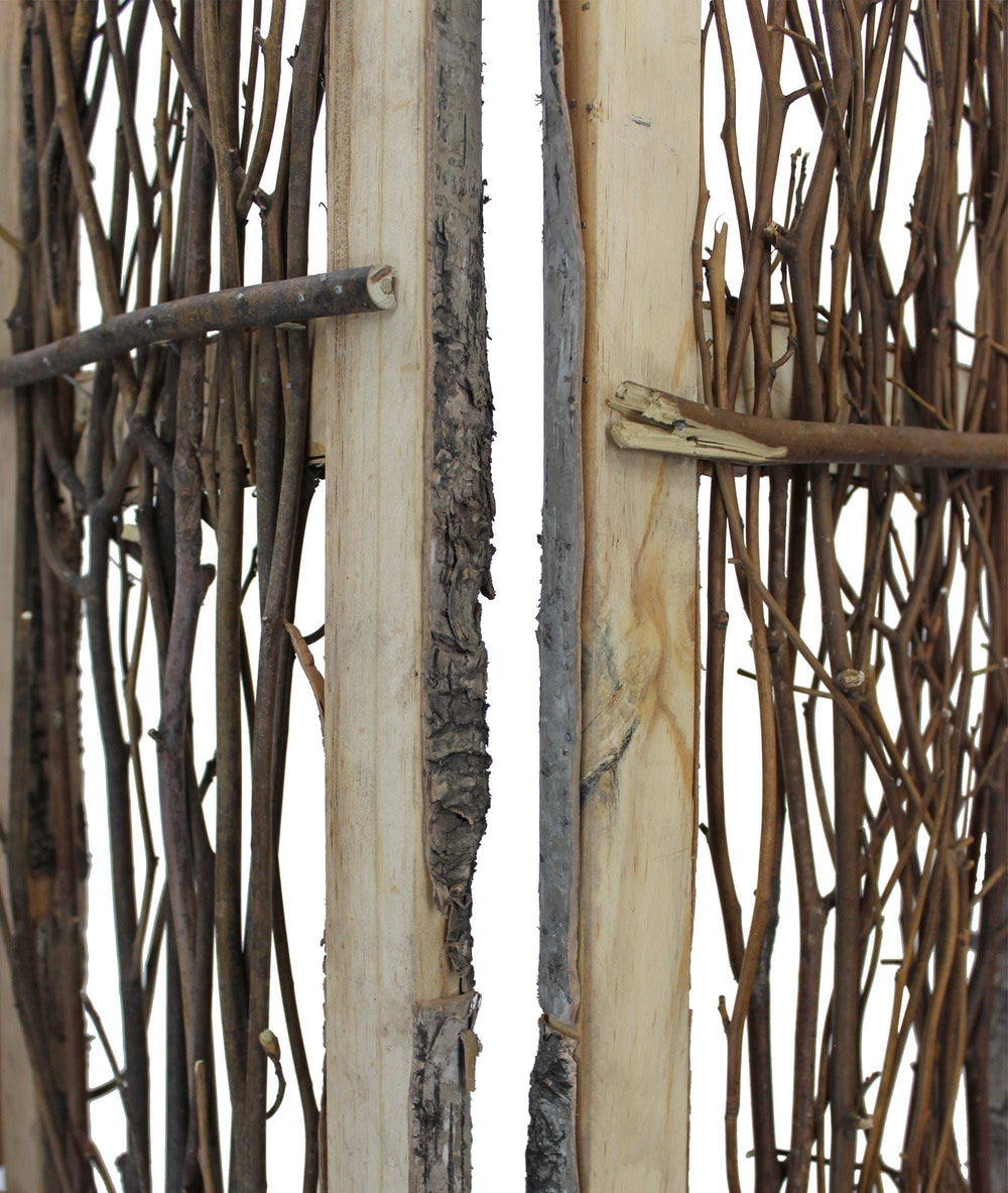 Earthy Birch and Twig Four Panel Room Divider Screen - Homeroots - Flyclothing LLC