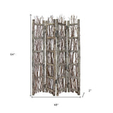 Earthy Birch and Twig Four Panel Room Divider Screen - Homeroots - Flyclothing LLC
