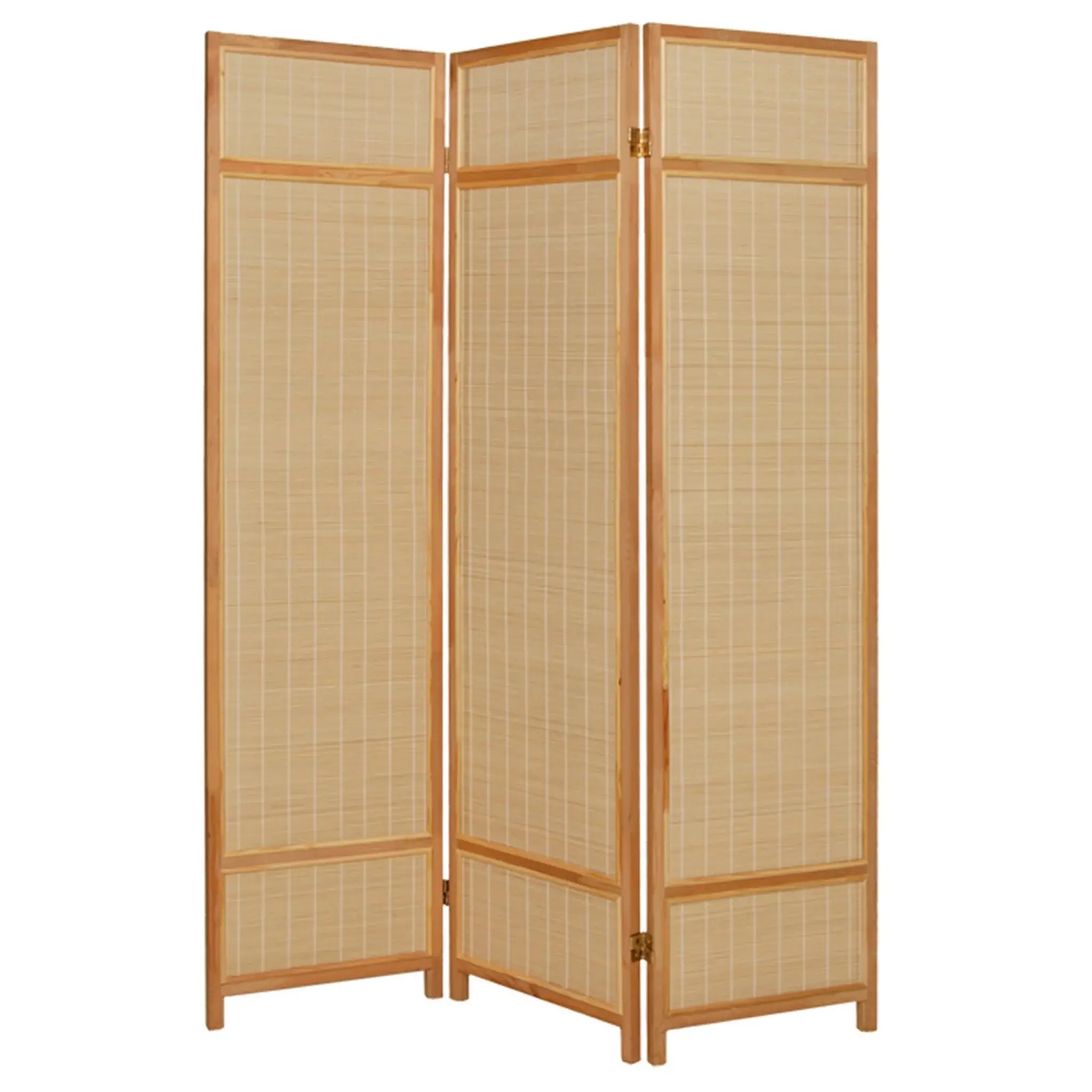 Natural Brown Bamboo Three Panel Room Divider Screen - Homeroots - Flyclothing LLC
