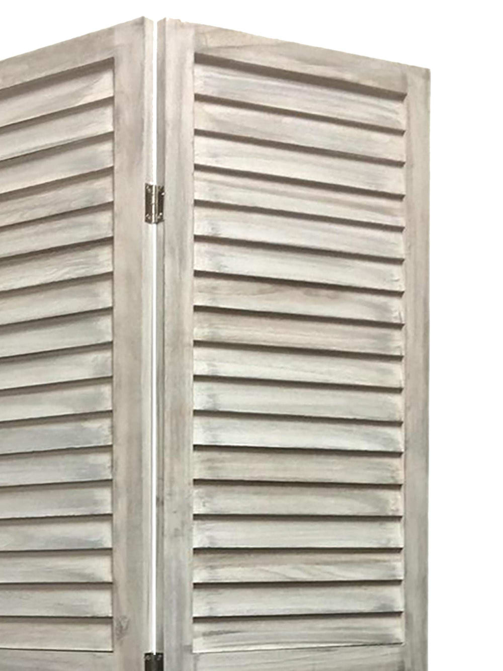 Stylish Three Panel Washed White Shutter Divider Screen - Homeroots - Flyclothing LLC