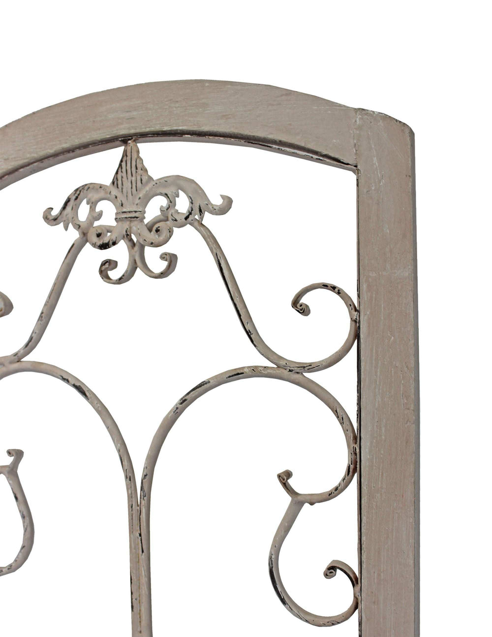 Romantic Whitewashed Scroll Three Panel Room Divider Screen - Homeroots - Flyclothing LLC
