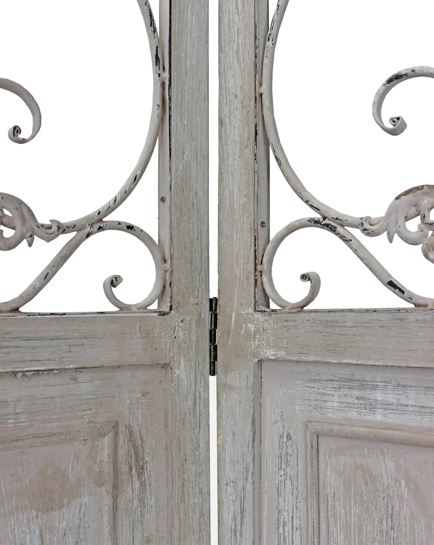 Romantic Whitewashed Scroll Three Panel Room Divider Screen - Homeroots - Flyclothing LLC