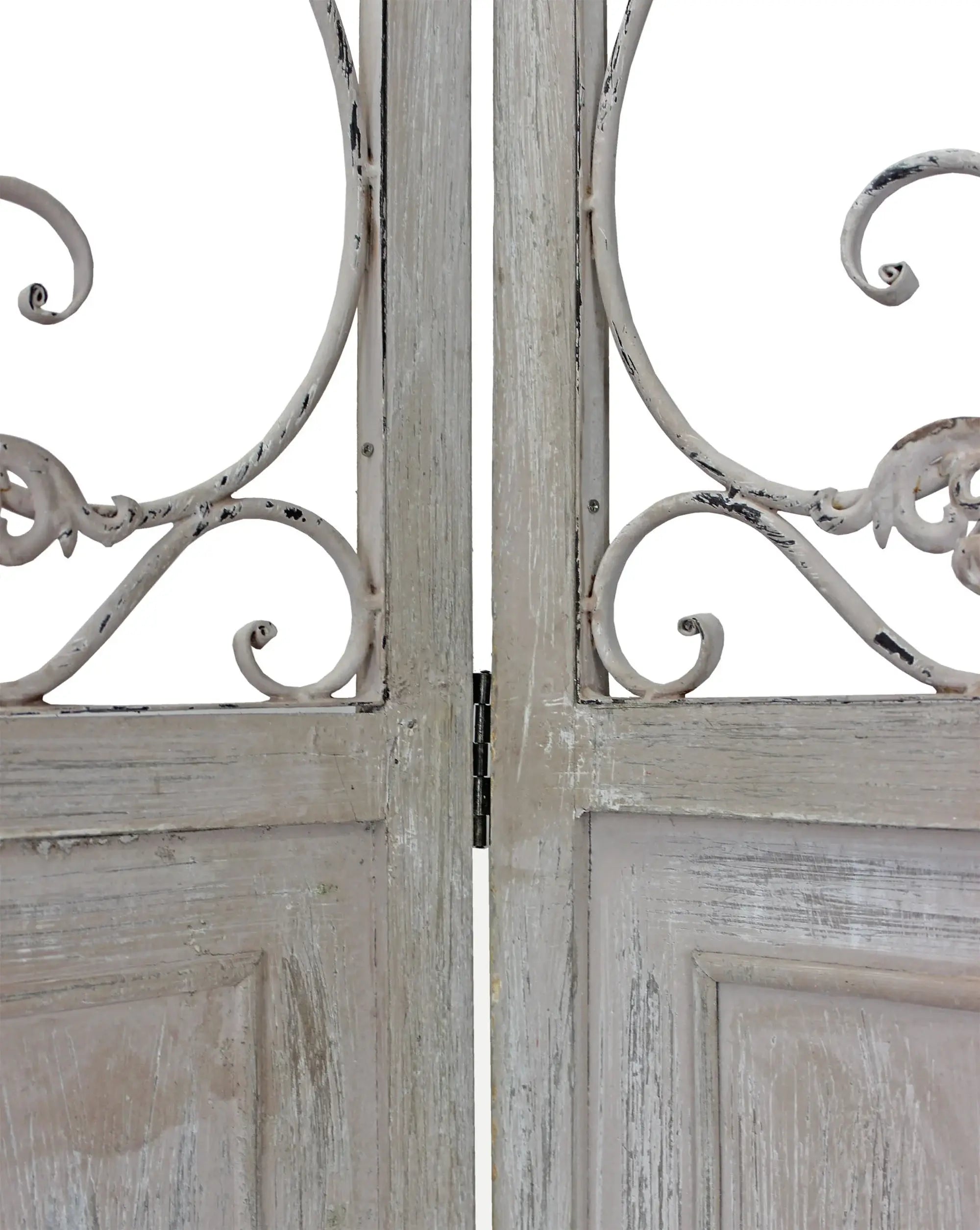 Romantic Whitewashed Scroll Three Panel Room Divider Screen - Homeroots - Flyclothing LLC