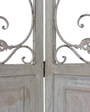 Romantic Whitewashed Scroll Three Panel Room Divider Screen