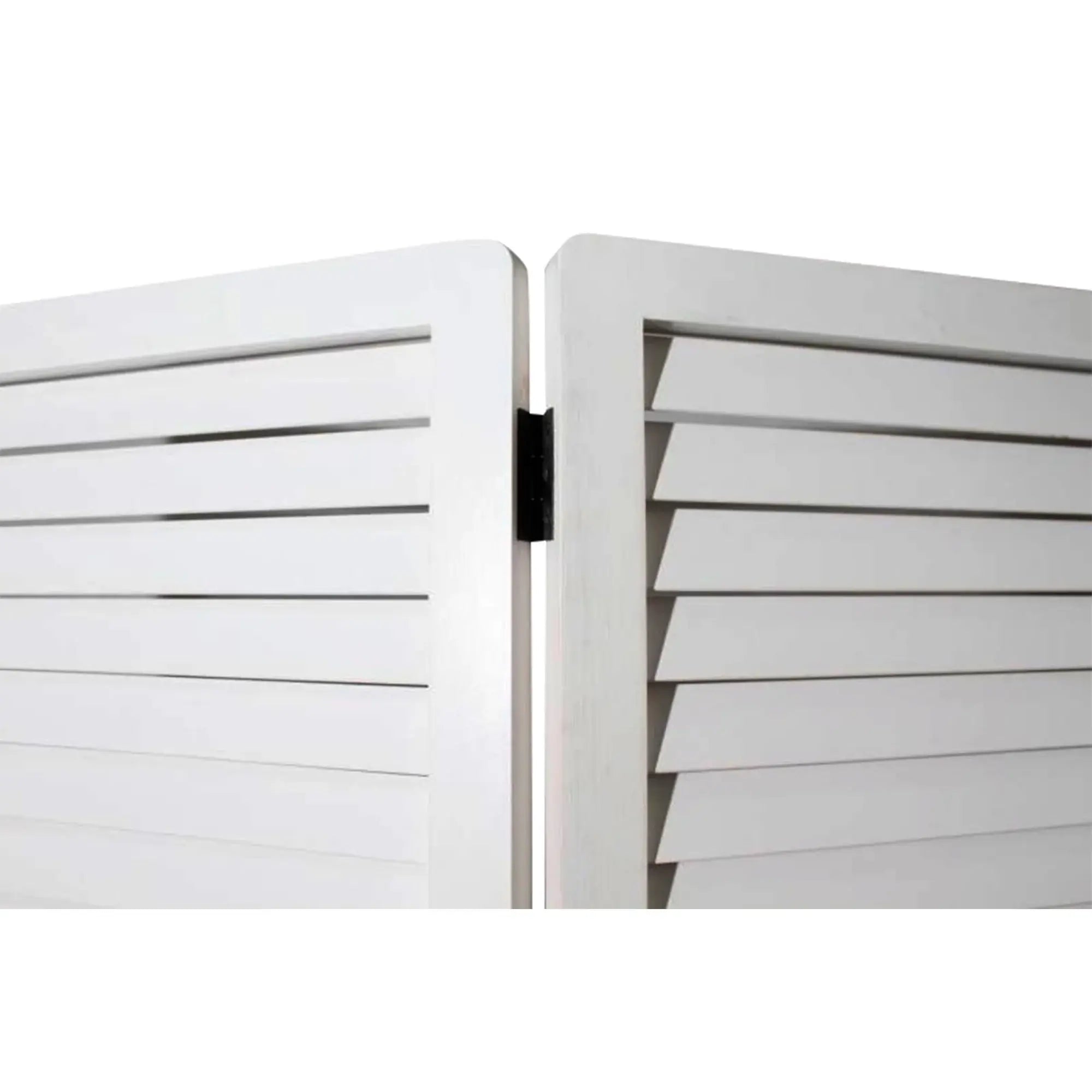White Louvered Three Panel Room Divider Screen - Homeroots - Flyclothing LLC